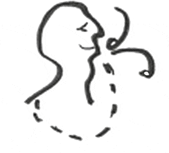 ricthiges Atmen (Skizze) von Kopf mit Atemzügen